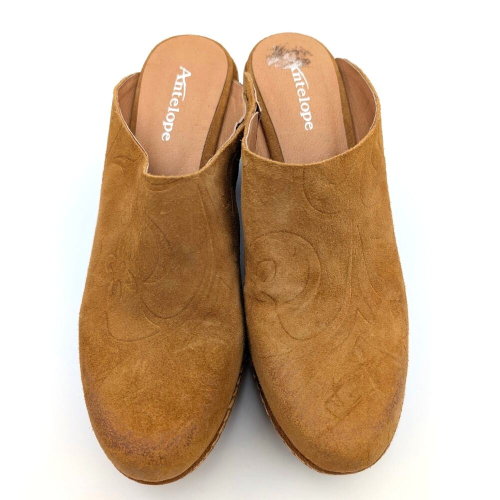 Antelope Sonja Clogs Suede Platform Block Heel Women's Brown Size US9.5 EU40 - Picture 10 of 12